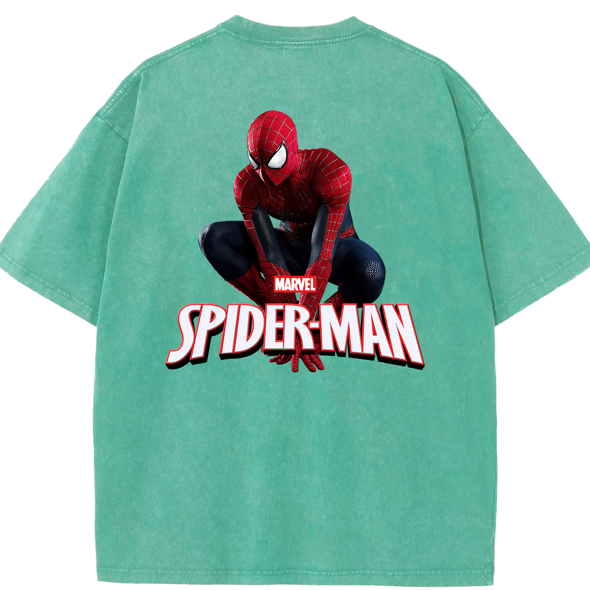 （画像用） Spider Man スパイダーマン 綿100% ヴィンテージ風 半袖Tシャツ（背面プリント）